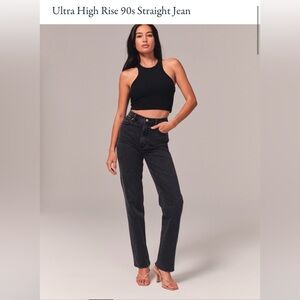Abercrombie & Fitch The '90s Straight Ultra High Rise, black wash, size 31/12
